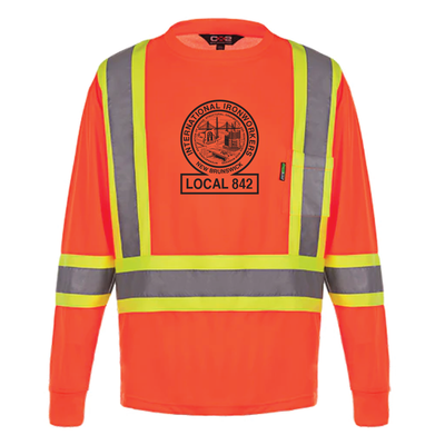 Ironworkers Local 842 Safety Shirt Long Sleeve (Hi-Vis Orange)