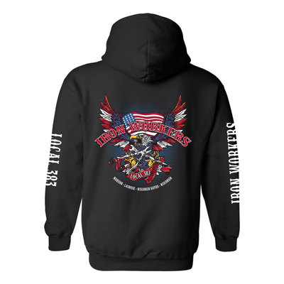 Ironworkers Local 383 - Eagle Pullover Hoodie (Black)