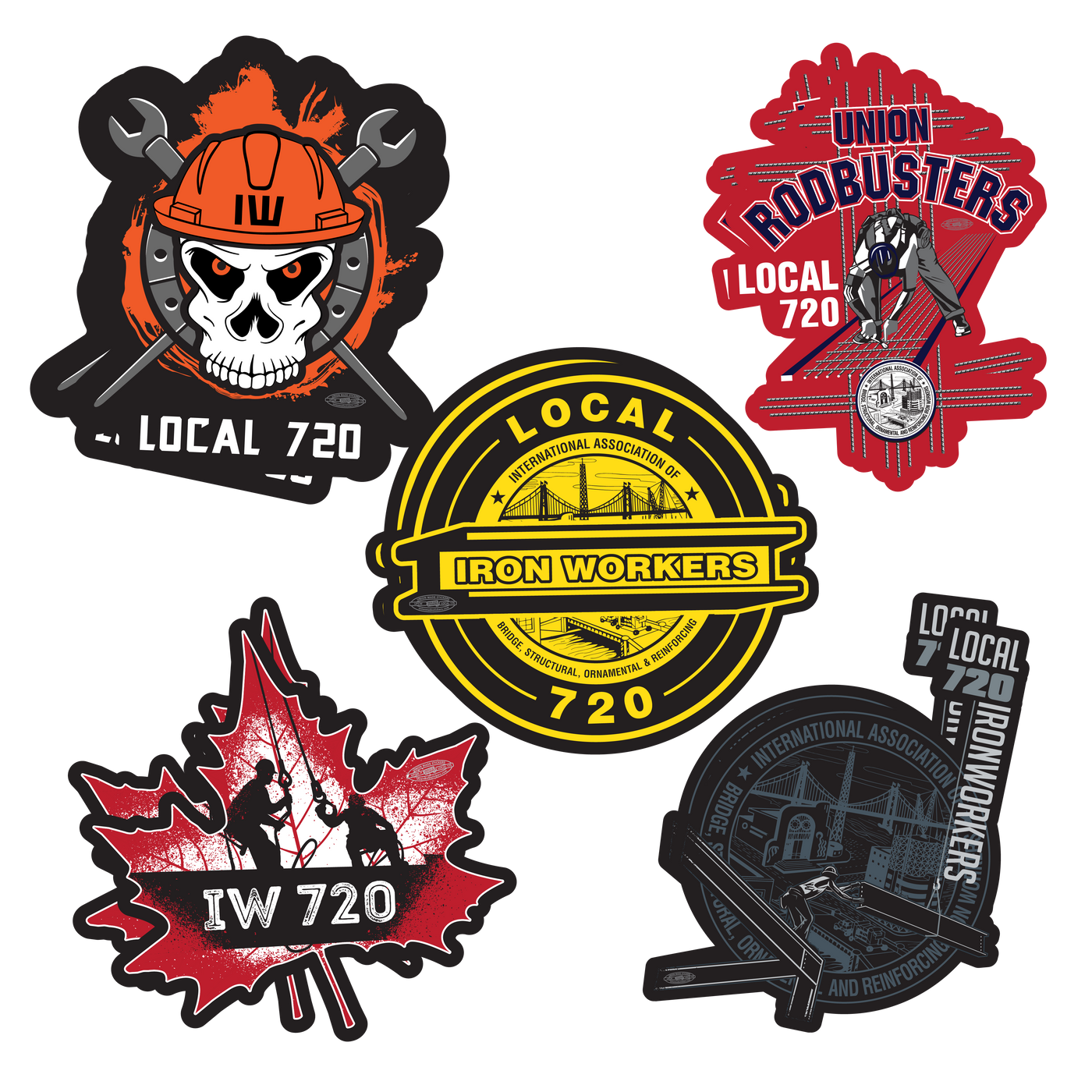 Bundle of 10 Stickers Ironworkers Local 720